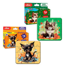 гр Максі-пазл "Котик3+Собачка" ME5032-08 (60) "Ludum", 2 пазли по 16 елементів, в коробці