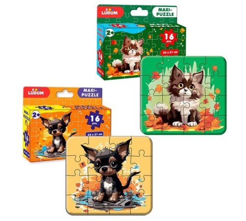 гр Максі-пазл "Котик3+Собачка" ME5032-08 (60) "Ludum", 2 пазли по 16 елементів, в коробці – в наличии! Купите сейчас у KAZKOVA