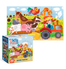 гр Пазл з тактильними елементами "За кермом трактора" 300658 (84) "DoDo", 20 елементів, в коробці