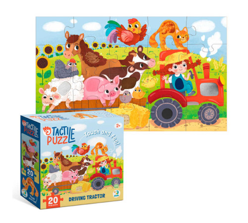 гр Пазл з тактильними елементами "За кермом трактора" 300658 (84) "DoDo", 20 елементів, в коробці гр Пазл з тактильними елементами "За кермом трактора" 300658 (84) "DoDo", 20 елементів, в коробці