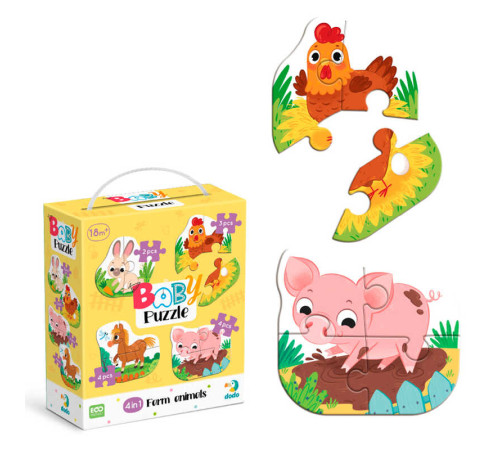 гр Пазл 4 в 1 "Baby puzzle. Сільські тварини" 300686 (48) "DoDo", 4 картинки, в коробці гр Пазл 4 в 1 "Baby puzzle. Сільські тварини" 300686 (48) "DoDo", 4 картинки, в коробці