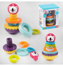 Пірамідка SL 83020 (36/2) "Коала", 2 кольори, нелягайко, 4 кільця-брязкальця, в коробці