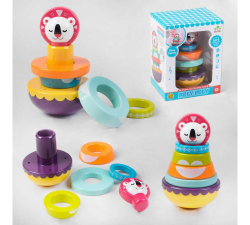 Пірамідка SL 83020 (36/2) "Коала", 2 кольори, нелягайко, 4 кільця-брязкальця, в коробці – в наличии! Купите сейчас у KAZKOVA Пірамідка SL 83020 (36/2) "Коала", 2 кольори, нелягайко, 4 кільця-брязкальця, в коробці – в наличии! Купите сейчас у KAZKOVA