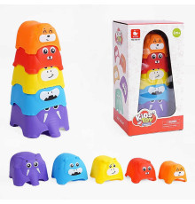 Пірамідка 666-01 (36/2) “Тваринки”, 5 елементів, в коробці