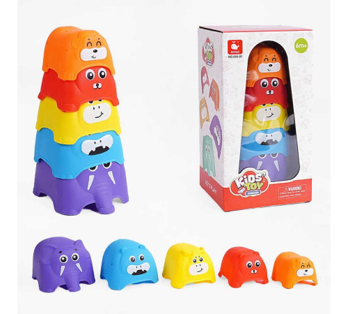 Пірамідка 666-01 (36/2) “Тваринки”, 5 елементів, в коробці – в наличии! Купите сейчас у KAZKOVA