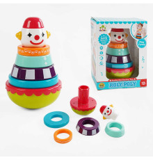 Пірамідка SL 83019 (36/2) "Клоун", нелягайко, 4 кільця-брязкальця, в коробці