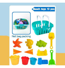 Пісочний набір CH 8836 (36/2) кошик, граблі, лопатка, форми для піску, в коробці