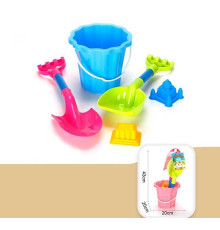 Пісочний набір JX 6853 (48) відро, 2 лопати, 2 формочки, в сітці, ВИДАЄТЬСЯ ТІЛЬКИ МІКС ВИДІВ