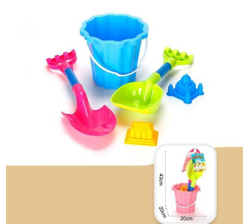 Пісочний набір JX 6853 (48) відро, 2 лопати, 2 формочки, в сітці, ВИДАЄТЬСЯ ТІЛЬКИ МІКС ВИДІВ