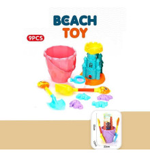 Пісочний набір YF 3688 (20) 9 елементів, 2 лопатки, 4 форми, відро, млин, в сітці
