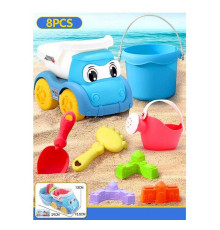 Пісочний набір W 218-62 (72/2) розмір самоскида: 16.5х11х13 см, висота відра - 9.5 см, лійка, граблі, 3 формочки, в сітці