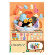 Пісочний набір 913-326 (96/2) розмір самоскида - 17х12.5х12.5 см, сито, лопатка, граблі, 3 формочки, рухомі елементи, в сітці