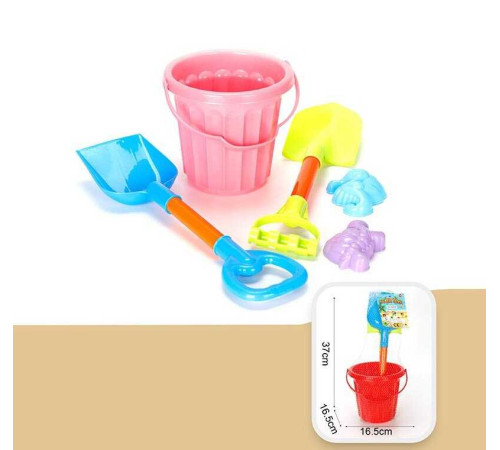 Пісочний набір JX 6848 (63) відро - 16 см, 2 лопати, 2 формочки, в сітці