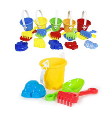 гр Набір дитячий "Відро №7 + лопатка, граблі, пасочки" 1267 "BAMSIC"