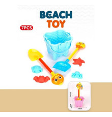 Пісочний набір YF 3682 (36) відерце висотою 17 см, 2 лопати висотою 42 см, 4 формочки, в сітці