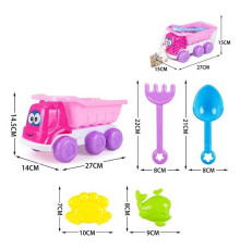Пісочний набір 8295-35 A (60/2) машинка, 2 формочки, лопаточка, граблі, в сітці
