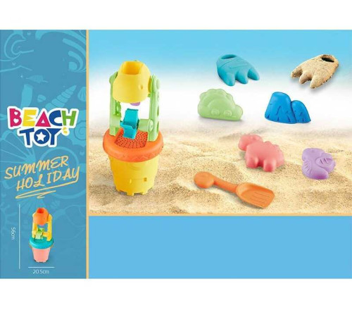 Пісочний набір RT 322-9 (18) 7 елементів, млин, відерце, в сітці