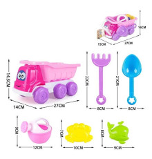 Пісочний набір 8295-35 B (60/2) машинка, лійка, 2 формочки, лопаточка, граблі, в сітці