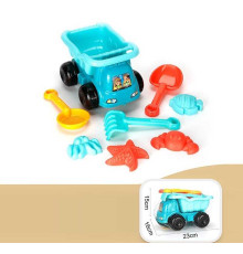 Пісочний набір YF 3634 (48) машина - самоскид, лопатка, граблі, сито, 4 формочки, в сітці
