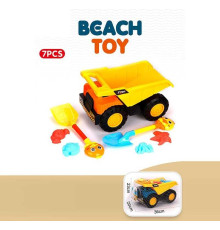 Пісочний набір YF 3693 (20) 7 елементів, самоскид, лопатка, граблі, форми для піску, в сітці