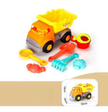 Пісочний набір YF 3637 (45) машина - самоскид, лопатка, граблі, лійка, сито, 2 формочки, в сітці