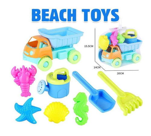 Пісочний набір CZ 3008 H (72/2) машинка, лійка, 4 формочки, лопаточка, граблі, в сітці