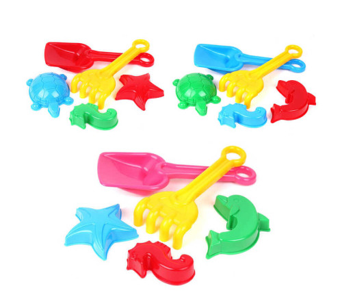 гр Пісочний набір 2254 (40) "Technok Toys", "Морські жителі", лопатка, граблі, 3 пасочки, 22см, у сітці – в наличии! Купите сейчас у KAZKOVA