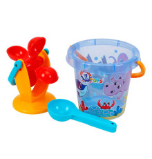 гр Набір для гри з піском 0105 (12) "Technok Toys", відерце, млин, ложечка, в сітці