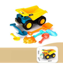 Пісочний набір YF 3643 (20) 8 елементів, 2 лопатки, 2 форми, самоскид, граблі, сито, в сітці