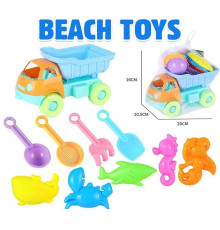 Пісочний набір CZ 3009 E (72/2) машинка, 5 формочок, сито, лопаточка, ложечка, граблі, в сітці