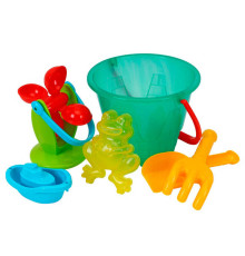 гр Набір для гри з піском 0112 (12) "Technok Toys"", відерце, млин, лопатка, грабельки, форма для піску, в сітці