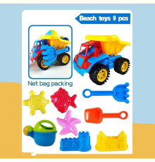 Пісочний набір CH 8819 (24/2) самоскид, лопатка, граблі, форми для піску, лійка, у сітці