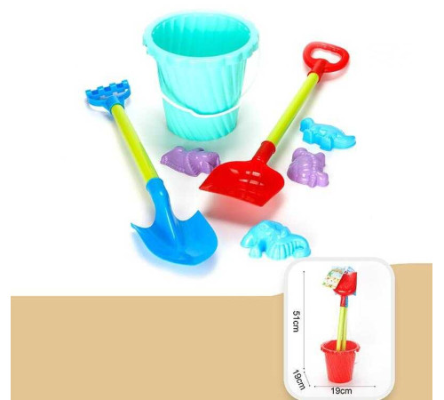 Пісочний набір JX 6852 (48) відро, 2 лопати, 4 формочки, в сітці
