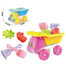 Пісочний набір FSD 7393 (72/2) 2 види, машинка, 2 формочки, лопаточка, граблі, в сітці, ВИДАЄТЬСЯ МІКС