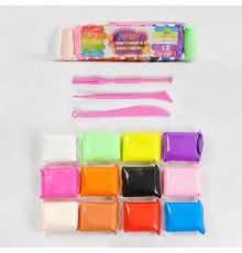 Повітряний пластилін C 54655 (230) "TK Group" 12 кольорів, 3 стеки, в пакеті