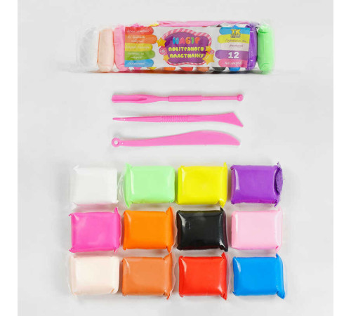 Повітряний пластилін C 54655 (230) "TK Group" 12 кольорів, 3 стеки, в пакеті – в наличии! Купите сейчас у KAZKOVA