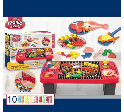 Тісто для ліплення 8638 (18) “Барбекю”, ігровий столик, посуд, 10 кольорів тіста, формочки, в коробці – в наличии! Купите сейчас у KAZKOVA