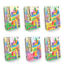 гр Кінетичний пісок "KidSand" 600г KS-04-04U,05U,06U..09U (6) "Danko Toys", 6 кольорів, 4 формочки, іграшка сюрприз, в коробці ВИДАЄТЬСЯ МІКС ВИДІВ