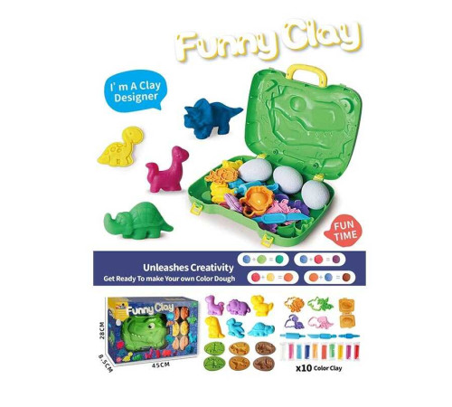 Тісто для ліплення CB 5539 (36) "Мастерня динозаврів", кейс, 10 пачок тіста, форми, качалка, ножичок, в коробці – в наличии! Купите сейчас у KAZKOVA