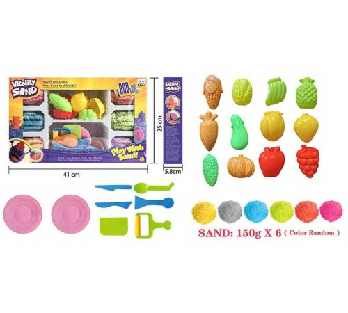 Кінетичний пісок 1901 D/F/G (18/2) 3 види, 900 г, 6 кольорів, 14 форм, інструменти, в коробці, ВИДАЄТЬСЯ ТІЛЬКИ МІКС ВИДІВ – в наличии! Купите сейчас у KAZKOVA