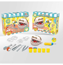 Тісто для ліплення ZY 88 (24/2) "Стоматолог", бормашина обертається, щелепи чоловічка, інструменти, 5 баночок тіста, 2 форми для ліплення, в коробці