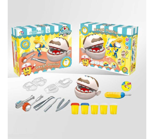 Тісто для ліплення ZY 88 (24/2) "Стоматолог", бормашина обертається, щелепи чоловічка, інструменти, 5 баночок тіста, 2 форми для ліплення, в коробці – в наличии! Купите сейчас у KAZKOVA