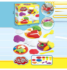 Тісто для ліплення 8820 (96/2) тарілки, вилка, ніж, форми для ліплення, пластилін, в коробці