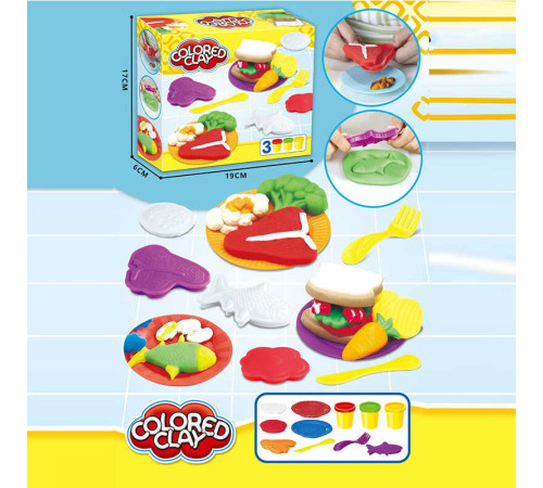 Тісто для ліплення 8820 (96/2) тарілки, вилка, ніж, форми для ліплення, пластилін, в коробці – в наличии! Купите сейчас у KAZKOVA