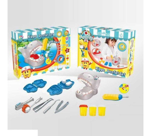 Тісто для ліплення DR 005 (24/2) "Бегемотик", набір стоматолога, в коробці – в наличии! Купите сейчас у KAZKOVA