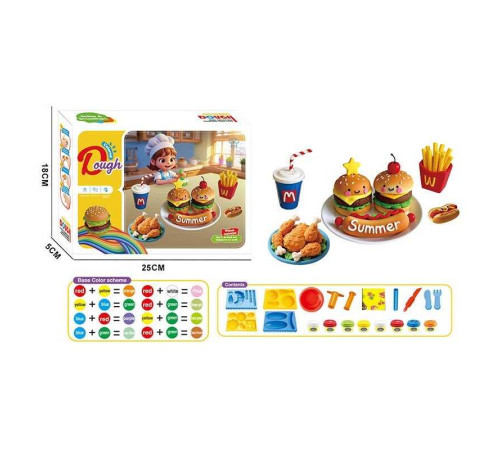 Тісто для ліплення 9015 (72/2) екструдер, 8 кольорів тіста, 4 фігурні форми, тарілочка, 2 ножі, виделка, в коробці – в наличии! Купите сейчас у KAZKOVA