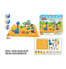 Тісто для ліплення F 018-204 (24/2) "Динозаври", 4 кольори тіста, форми, молди, динозавр з екструдером, інструменти, в коробці