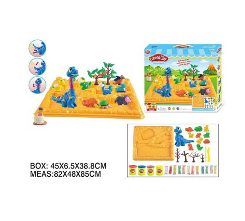 Тісто для ліплення F 018-204 (24/2) "Динозаври", 4 кольори тіста, форми, молди, динозавр з екструдером, інструменти, в коробці – в наличии! Купите сейчас у KAZKOVA