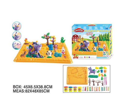 Тісто для ліплення F 018-205 (24/2) "Ферма", 4 кольори тіста, форми, молди, кінь з екструдером, інструменти, в коробці – в наличии! Купите сейчас у KAZKOVA