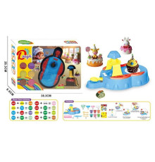 Тісто для ліплення 9028 (36/2) прес, довжина - 22 см, тісто у 6ти кольорах, тарілочка, форми, виделка, ложка, 2 ножі, в коробці